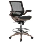 image of Flash Furniture BL-LB-8801X-D-GG Drafting Swivel Chair, Black, 43"-50¼" Height, Lumbar, 2‑to‑1 Tilt, Casters