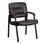 image of Flash Furniture BT-1404-BN-GG Executive Side Reception Chair, Tufted Back, 250 lb, LeatherSoft Upholstery, Black Metal Frame