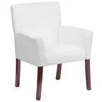 image of Flash Furniture BT-353-WH-GG Executive Side Reception Chair, White, 250 lb., LeatherSoft Upholstery, Mahogany Finish