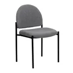image of Flash Furniture BT-515-1-GY-GG Stacking Side Reception Chair, 250 lb, Gray Fabric, Black Powder Coated Steel Frame