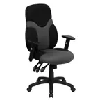 image of Flash Furniture BT-6001-GYBK-GG Chair, 43‑1/4"‑49" Height, 250 lb, Black/Gray Mesh, Arms, Triple‑Paddle Control