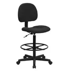 image of Flash Furniture BT-659-BLK-GG Drafting Stool, Black, 38-1/4"-42-3/4" Height, 250 lb, Back, No Arms, Casters