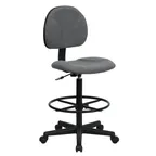 image of Flash Furniture BT-659-GRY-GG Drafting Stool, 38-1/4"-42-3/4" Height, 250 lb, Back, Gray, No Arms, Casters