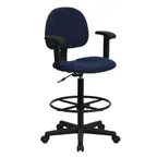 image of Flash Furniture BT-659-NVY-ARMS-GG Drafting Stool, Blue, 38¼"-42¾", 250 lb, Arms, Nylon Base, Dual Casters
