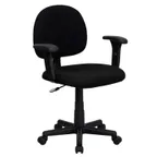 image of Flash Furniture BT-660-1-BK-GG Swivel Chair, Black Fabric, 33"‑37.5" Height, 250 lb, Base Dual Carpet Casters