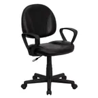 image of Flash Furniture BT-688-BK-A-GG Chair, Black, 34"-38-1/2" Height, 250 lb, Leather Upholstery, Nylon Arms, Casters