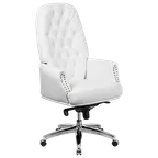 image of Flash Furniture BT-90269H-WH-GG - Office Chair, 48"-50¼", 250 lb, White Leather, Tufted Back, Arms Chrome Base