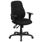 image of Flash Furniture BT-90297M-A-GG Swivel Chair Black, 39"-44.5" Height, 250 lb, Fabric, Padded Arms, Dual Casters