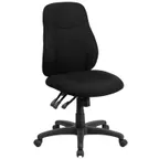 image of Flash Furniture BT-90297M-GG Chair, 39"-44½" Height, 250 lb, Black Upholstery, Armless, Casters Lumbar Support