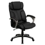 image of Flash Furniture BT-9875H-GG Office Chair, 250 lb, Black LeatherSoft, AdjHt, Padded Arms, Casters, Nylon Base