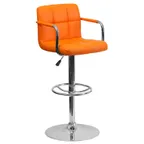 image of Flash Furniture CH-102029-ORG-GG Swivel Bar Stool with Upholstered Quilted Back & Seat, Orange Vinyl, Adjustable Height