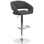 image of Flash Furniture CH-122070-BKFAB-GG Contemporary Swivel Bar Stool, Upholstered Seat & Back, Charcoal Fabric, Adjustable Height, Chrome Base