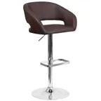 image of Flash Furniture CH-122070-BRN-GG Swivel Bar Stool, Upholstered Seat & Back, Brown Vinyl, Adjustable Height