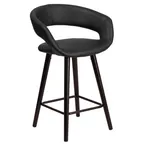 image of Flash Furniture CH-152561-BK-VY-GG Brynn Series Bar Stool, 24"H Upholstered Seat, Black Vinyl, Cappuccino Finish, With Arms