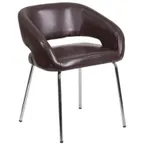 image of Flash Furniture CH-162731-BN-GG Fusion Series Brown LeatherSoft Upholstered Side Lounge Chair