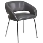 image of Flash Furniture CH-162731-GY-GG Fusion Series Gray LeatherSoft Upholstered Side/Reception/Lounge Chair with Chrome Legs