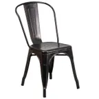 image of Flash Furniture CH-31230-BQ-GG Stacking Chair, 500 lbs, Black/Antique Gold, Steel, 8‑High, Indoor/Outdoor