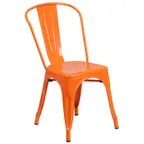 image of Flash Furniture CH-31230-OR-GG Stacking Side Chair, Orange, 500 lbs, Steel, Slat Back, Brace, Stacks 8 High
