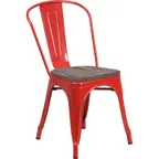 image of Flash Furniture CH-31230-RED-WD-GG Stacking Side Chair, 500 lb Weight Capacity, Red, Metal Back, Wood Seat