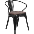 image of Flash Furniture CH-31270-BK-WD-GG Stackable Armchair, Black, 500 lbs, 8‑High, Back, Seat, Frame, Plastic Glides