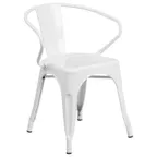 image of Flash Furniture CH-31270-WH-GG White Stackable Armchair, 500 lb, Galvanized Steel, Powder Coat Finish