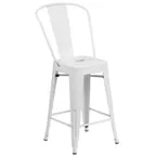 image of Flash Furniture CH-31320-24GB-WH-GG White Counter Height Outdoor Bar Stool, 500 lb. Capacity, Galvanized Steel, Powder Coat Finish