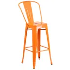 image of Flash Furniture CH-31320-30GB-OR-GG Orange Outdoor Bar Stool, 500 lb, Galvanized Steel, Powder Coat Finish