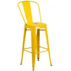 image of Flash Furniture CH-31320-30GB-YL-GG Commercial Outdoor Bar Stool, 500 lb, Yellow, Galvanized Steel, Powder Coat Finish