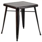 image of Flash Furniture CH-31330-29-BQ-GG Square Dining Table, 23.75"W x 29"H, Galvanized Steel, Black & Antique Gold Finish