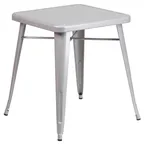 image of Flash Furniture CH-31330-29-SIL-GG 23.75 Square MDF Dining Table, 29 Height, Silver Galvanized Steel Base