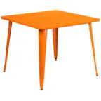 image of Flash Furniture CH-51050-29-OR-GG Square Metal Dining Table, 35.5Wx35.5D, Orange Powder Coat Finish