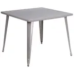 image of Flash Furniture CH-51050-29-SIL-GG 35 Square Dining Table, 29 Height, Silver, Metal, Powder Coat Finish