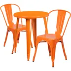 image of Flash Furniture CH-51080TH-2-18CAFE-OR-GG 24" Round Table & 2 Chairs Set, Orange, Powder Coat Finish, Metal, 29"H