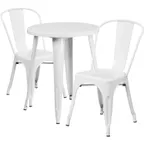 image of Flash Furniture CH-51080TH-2-18CAFE-WH-GG 24" Round Table & 2 Chairs Set, White Powder Coat Finish, Metal, 29"H