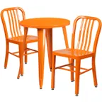 image of Flash Furniture CH-51080TH-2-18VRT-OR-GG 24" Round Table & 2 Chair Set, Orange, Powder Coat Finish, 29"H