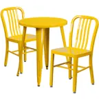 image of Flash Furniture CH-51080TH-2-18VRT-YL-GG Round 24" Table & 2 Chairs Set, 29"H, Yellow, Powder Coat Finish