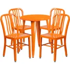 image of Flash Furniture CH-51080TH-4-18VRT-OR-GG 24" Round Table & 4 Chair Set, Orange, Powder Coat Finish, 29"H