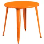 image of Flash Furniture CH-51090-29-OR-GG Round Metal Dining Table, 30" Dia, Orange, 29"H, Powder Coat Finish