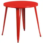 image of Flash Furniture CH-51090-29-RED-GG 30" Round Metal Dining Table, Red Powder Coat Finish, 29"H