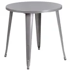 image of Flash Furniture CH-51090-29-SIL-GG 30" Round Metal Dining Table, 29"H, Silver Powder Coat Finish