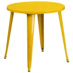 image of Flash Furniture CH-51090-29-YL-GG 30" Round Metal Dining Table, 29"H, Yellow Powder Coat Finish