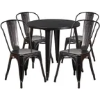 image of Flash Furniture CH-51090TH-4-18CAFE-BQ-GG 30" Round Table & 4 Chairs Set, Black & Antique Gold