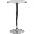 image of Flash Furniture CH-6-GG 24" Round Glass Dining Table, Pedestal Base, 36" Height