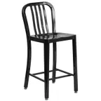 image of Flash Furniture CH-61200-24-BK-GG Counter Height Bar Stool, 500 lb, Metal Slat Back, Black Powder Coat Finish