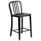image of Flash Furniture CH-61200-24-BQ-GG Counter Height Bar Stool, 500 lb, Metal Slatted Back, Black & Antique Gold