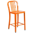 image of Flash Furniture CH-61200-24-OR-GG Counter Height Orange Bar Stool with Slat Back, 500 lb. Capacity, Galvanized Steel