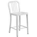 image of Flash Furniture CH-61200-24-WH-GG Counter Height Bar Stool, 500 lb, White, Galvanized Steel, Slatted Back