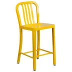 image of Flash Furniture CH-61200-24-YL-GG Counter Height Yellow Bar Stool with Slat Back, 500 lb. Capacity, Galvanized Steel, Powder Coat Finish