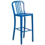 image of Flash Furniture CH-61200-30-BL-GG Blue Galvanized Steel Outdoor Bar Stool, 500 lb. Capacity, Slatted Back