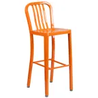 image of Flash Furniture CH-61200-30-OR-GG Orange Bar Stool, 500 lb, Metal Slat Back, Galvanized Steel, Powder Coat Finish